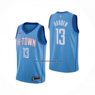 Camiseta Houston Rockets James Harden NO 13 Ciudad 2020-21 Azul