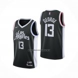 Camiseta Los Angeles Clippers Paul George NO 13 Ciudad 2020-21 Negro