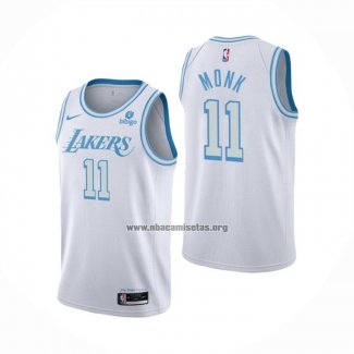 Camiseta Los Angeles Lakers Malik Monk NO 11 Ciudad 2021-22 Blanco