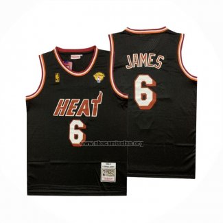 Camiseta Miami Heat LeBron James NO 6 Mitchell & Ness 2010-11 Negro