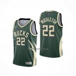 Camiseta Milwaukee Bucks Khris Middleton NO 22 Earned 2020-21 Verde