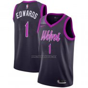 Camiseta Minnesota Timberwolves Anthony Edwards NO 1 Ciudad 2018-19 Violeta