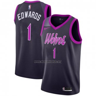 Camiseta Minnesota Timberwolves Anthony Edwards NO 1 Ciudad 2018-19 Violeta