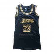 Camiseta Mujer Los Angeles Lakers Lebron James NO 23 Ciudad Negro