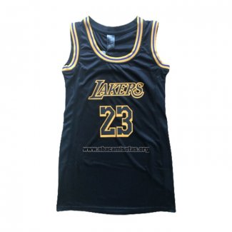 Camiseta Mujer Los Angeles Lakers Lebron James NO 23 Ciudad Negro