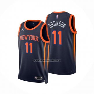 Camiseta New York Knicks Jalen Brunson NO 11 Statement 2022-23 Negro