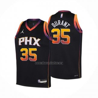 Camiseta Nino Phoenix Suns Kevin Durant NO 35 Statement 2022-23 Negro