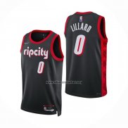 Camiseta Portland Trail Blazers Damian Lillard NO 0 Ciudad 2021-22 Negro