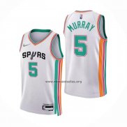 Camiseta San Antonio Spurs Dejounte Murray NO 5 Ciudad 2021-22 Blanco