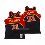 Camiseta Atlanta Hawks Dominique Wilkins NO 21 Mitchell & Ness 1986-87 Negro