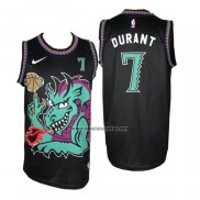 Camiseta Brooklyn Nets Kevin Durant NO 7 Swamp Dragon Negro