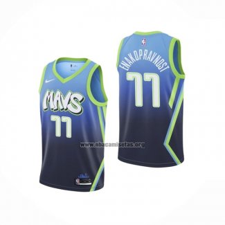 Camiseta Dallas Mavericks Luka Doncic NO 77 Ciudad Edition Azul