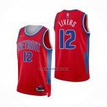 Camiseta Detroit Pistons Isaiah Livers NO 12 Ciudad 2021-22 Rojo