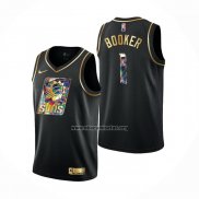 Camiseta Golden Edition Phoenix Suns Devin Booker NO 1 2021-22 Negro