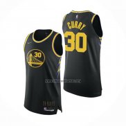 Camiseta Golden State Warriors Stephen Curry NO 30 Ciudad 2021-22 Autentico Negro