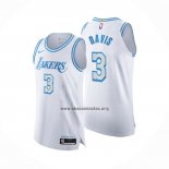 Camiseta Los Angeles Lakers Anthony Davis NO 3 Ciudad Autentico 2020-21 Blanco
