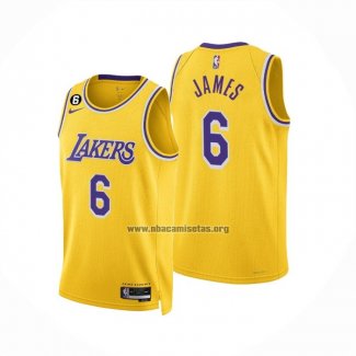 Camiseta Los Angeles Lakers LeBron James NO 6 Icon 2022-23 Amarillo