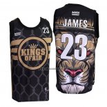 Camiseta Los Angeles Lakers Lebron James NO 23 Lion Negro