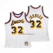 Camiseta Los Angeles Lakers Magic Johnson NO 32 Mitchell & Ness1984-85 Blanco