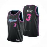 Camiseta Miami Heat Dwyane Wade NO 3 Ciudad 2018-19 Negro