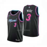 Camiseta Miami Heat Dwyane Wade NO 3 Ciudad 2018-19 Negro