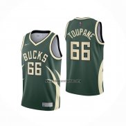 Camiseta Milwaukee Bucks Axel Toupane NO 66 Earned 2020-21 Verde