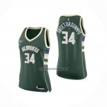 Camiseta Mujer Milwaukee Bucks Giannis Antetokounmpo NO 34 Icon Verde