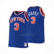 Camiseta New York Knicks John Starks NO 3 Mitchell & Ness Hardwood Classics Azul