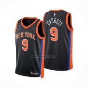 Camiseta New York Knicks RJ Barrett NO 9 Ciudad 2022-23 Negro