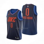 Camiseta Oklahoma City Thunder Russell Westbrook NO 0 Statement Azul