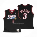 Camiseta Philadelphia 76ers Allen Iverson NO 3 Hardwood Classics Throwback Negro