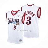 Camiseta Philadelphia 76ers Allen Iverson NO 3 Mitchell & Ness 2000 Blanco