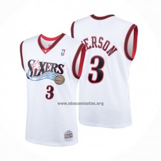 Camiseta Philadelphia 76ers Allen Iverson NO 3 Mitchell & Ness 2000 Blanco