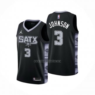 Camiseta San Antonio Spurs Keldon Johnson NO 3 Statement 2022-23 Negro