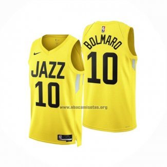 Camiseta Utah Jazz Leandro Bolmaro NO 10 Icon 2022-23 Amarillo