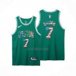 Camiseta Boston Celtics Jaylen Brown NO 7 75th Bandera Edition Verde