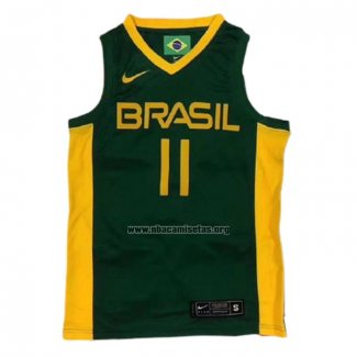 Camiseta Brasil Anderson Varejao NO 11 2019 FIBA Baketball World Cup Verde