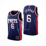 Camiseta Brooklyn Nets DeAndre Jordan NO 6 Ciudad 2021-22 Azul