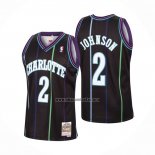 Camiseta Charlotte Hornets Larry Johnson NO 2 Mitchell & Ness 1992-93 Negro