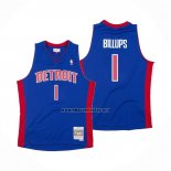 Camiseta Detroit Pistons Chauncey Billups NO 1 Hardwood Classics Throwback Azul