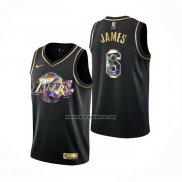 Camiseta Golden Edition Los Angeles Lakers Lebron James NO 6 2021-22 Negro