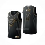 Camiseta Golden Edition Miami Heat Dwyane Wade NO 3 Negro