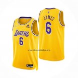 Camiseta Los Angeles Lakers LeBron James NO 6 75th Anniversary 2021-22 Amarillo