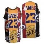 Camiseta Los Angeles Lakers Lebron James NO 23 Heat Cavaliers Negro Rojo Amarillo