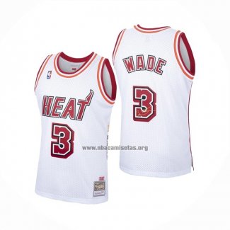 Camiseta Miami Heat Dwyane Wade NO 3 Hardwood Classics Blanco