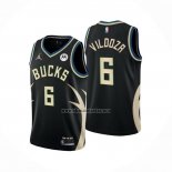 Camiseta Milwaukee Bucks Luca Vildoza NO 6 Statement 2022-23 Negro