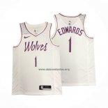 Camiseta Minnesota Timberwolves Anthony Edwards NO 1 Earned Blanco