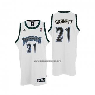 Camiseta Minnesota Timberwolves Kevin Garnett NO 21 Retro Blanco