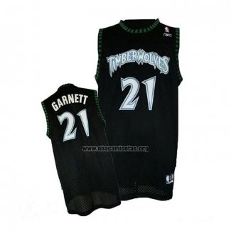 Camiseta Minnesota Timberwolves Kevin Garnett NO 21 Retro Negro