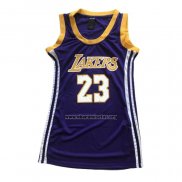 Camiseta Mujer Los Angeles Lakers Lebron James NO 23 Violeta